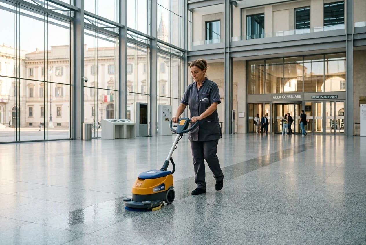 Illustrative cleaning of facility and civic spaces