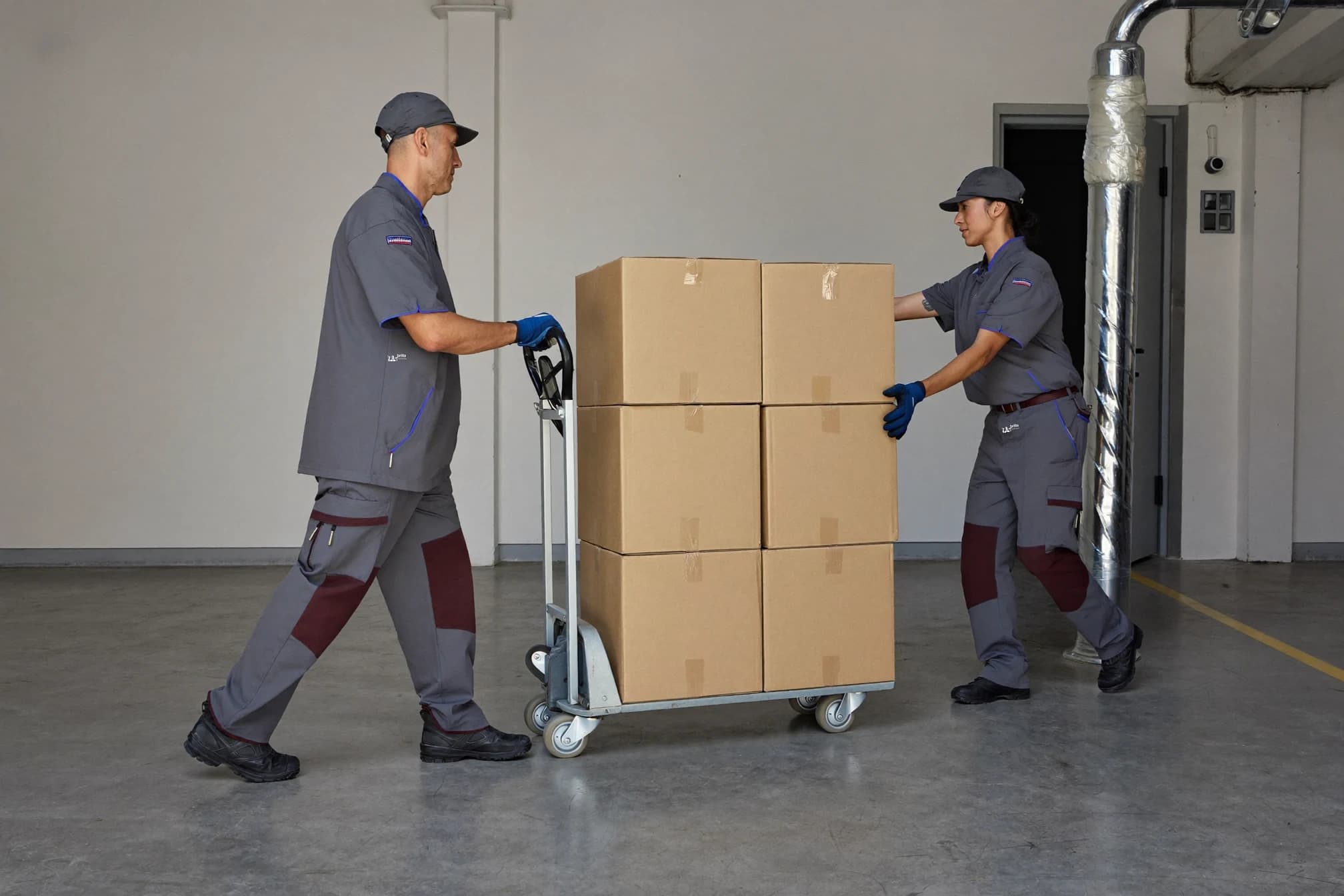 Illustrative goods handling using a trolley
