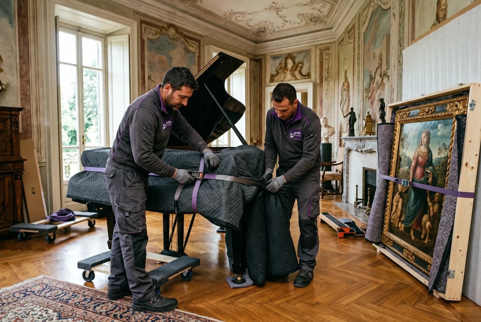 Illustrative specialist handling of delicate high-value items